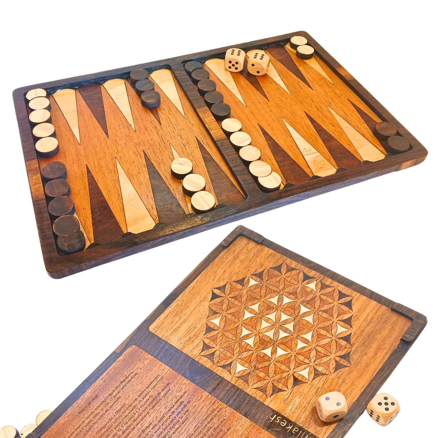 Wooden Backgammon Board | Open | Single Piece