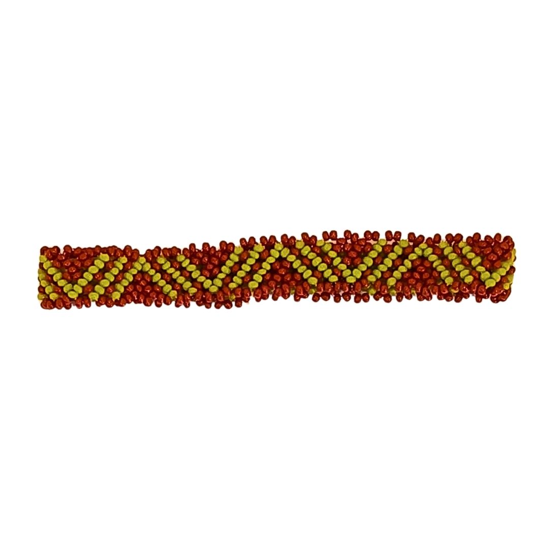 Pulseira de miçangas elástica Waura, 17 cm, listras vermelha e verde