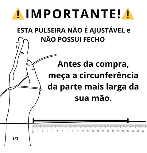 Diagrama de aviso: pulseira não ajustável e sem fecho, com régua de medida
