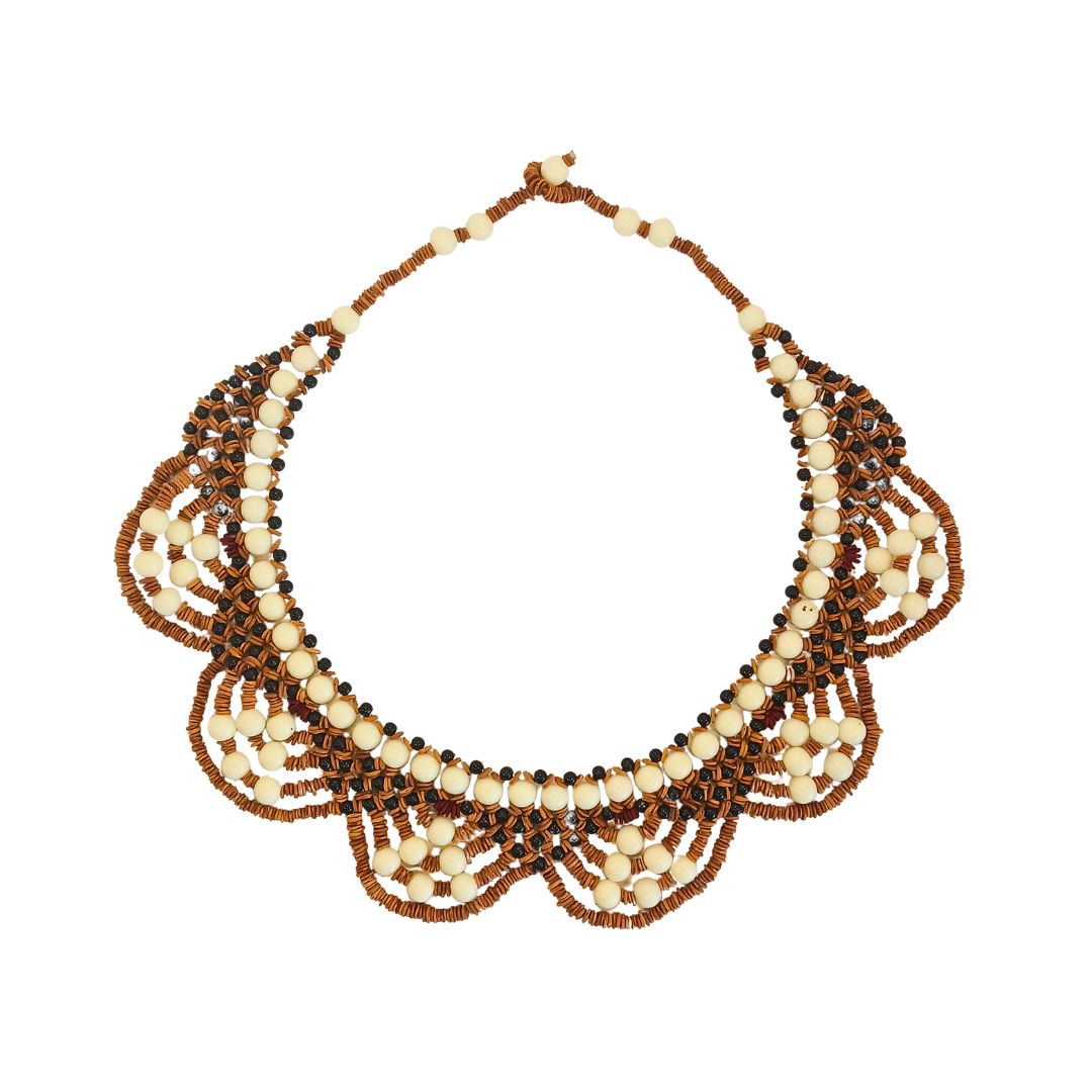 Seed necklace - Indigenous Art - Fulnio - White - 04392