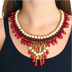 Seed necklace - Indigenous Art - Fulnio - red - 0439