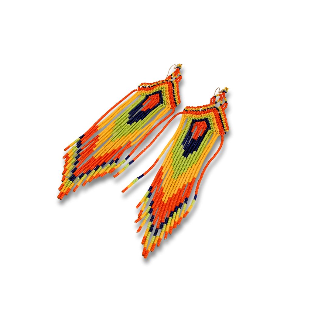 Beaded Earrings Indigenous Art | Canela | 2126 | 16 cm