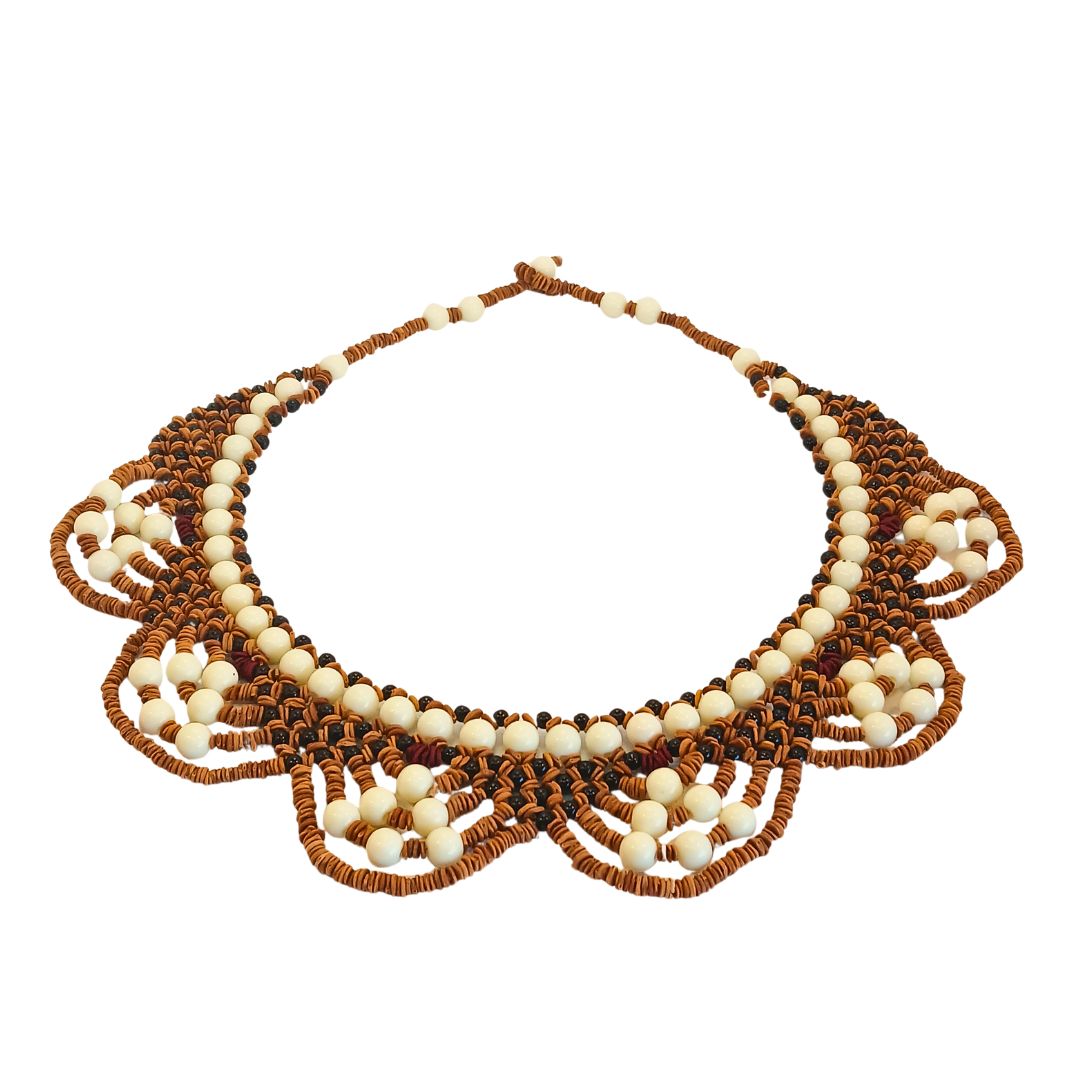 Seed necklace - Indigenous Art - Fulnio - White - 04392