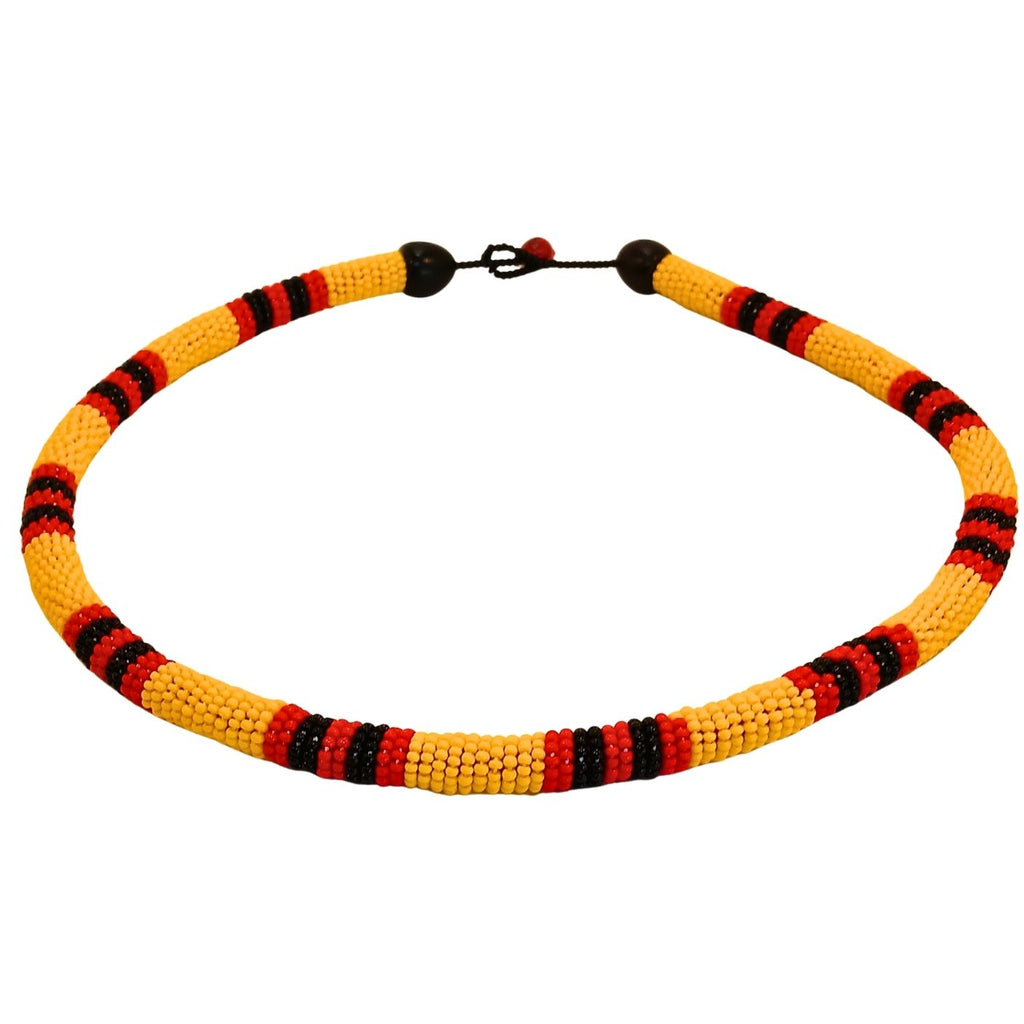 Colar Coral de Miçangas Indígena | Kamaiurá| | 1321438