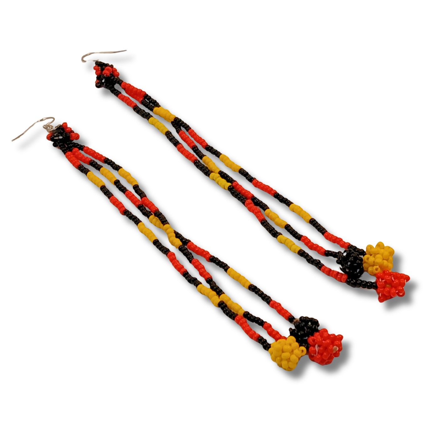 Brincos  de Miçangas Indígena Araras 15cm | Kaxinawa | 1501