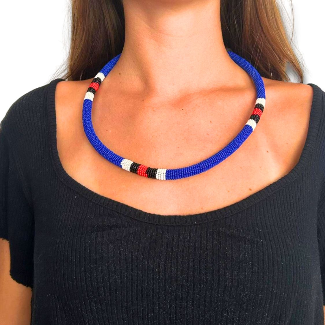 Beaded Necklace Indigenous Art Coral | Kaxinawa | 1035 - necklace 04
