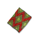 Pulseira de miçangas Waura elástica, padrão em losangos vermelho e verde