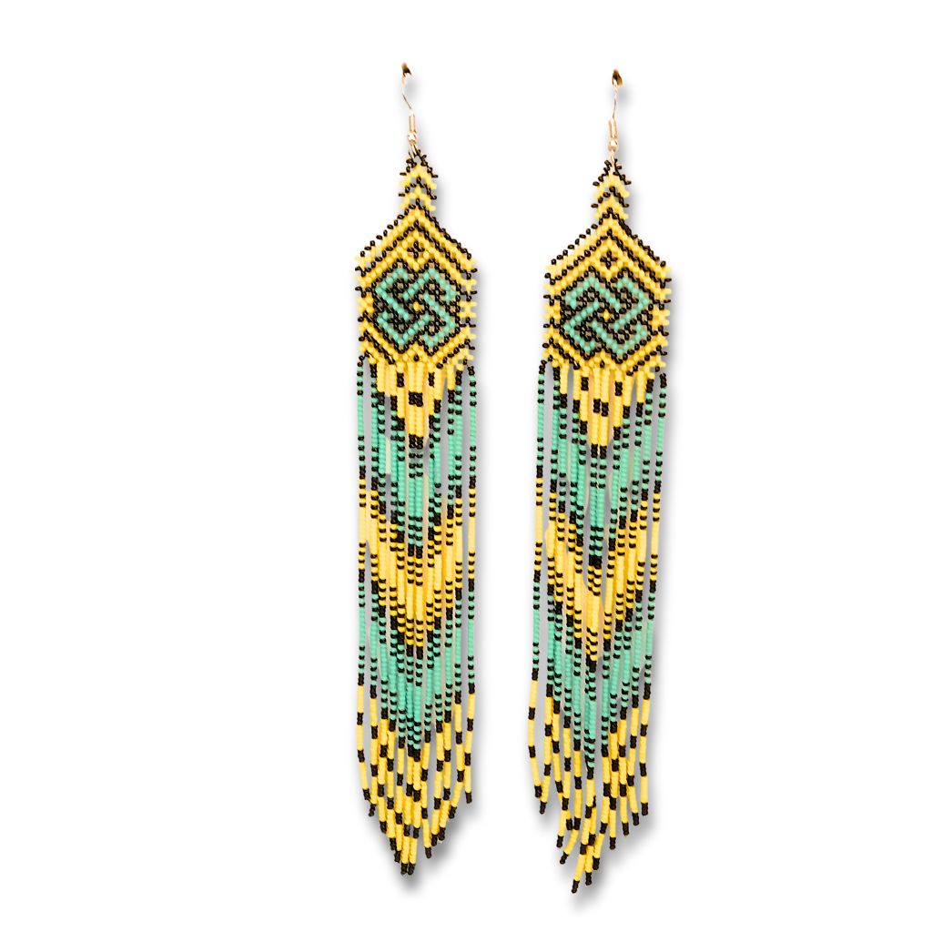 Beaded Earrings Indigenous Art | Canela | 2127 | 19 cm