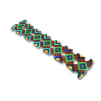 Bandana de tiara de miçangas indígenas coloridas, com padrão geométrico quadrado