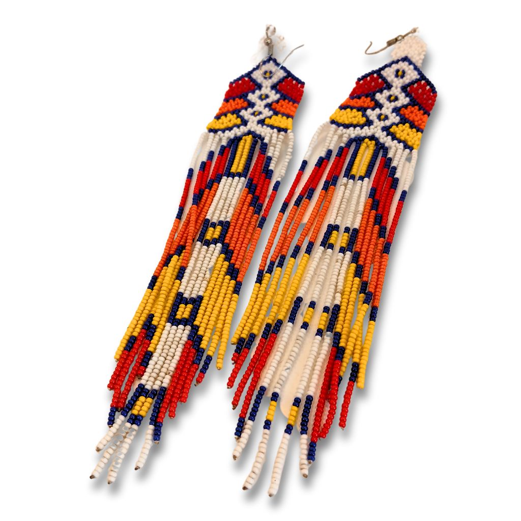 Indigenous Art Beaded Earrings | Canela | 2124 | 15 cm