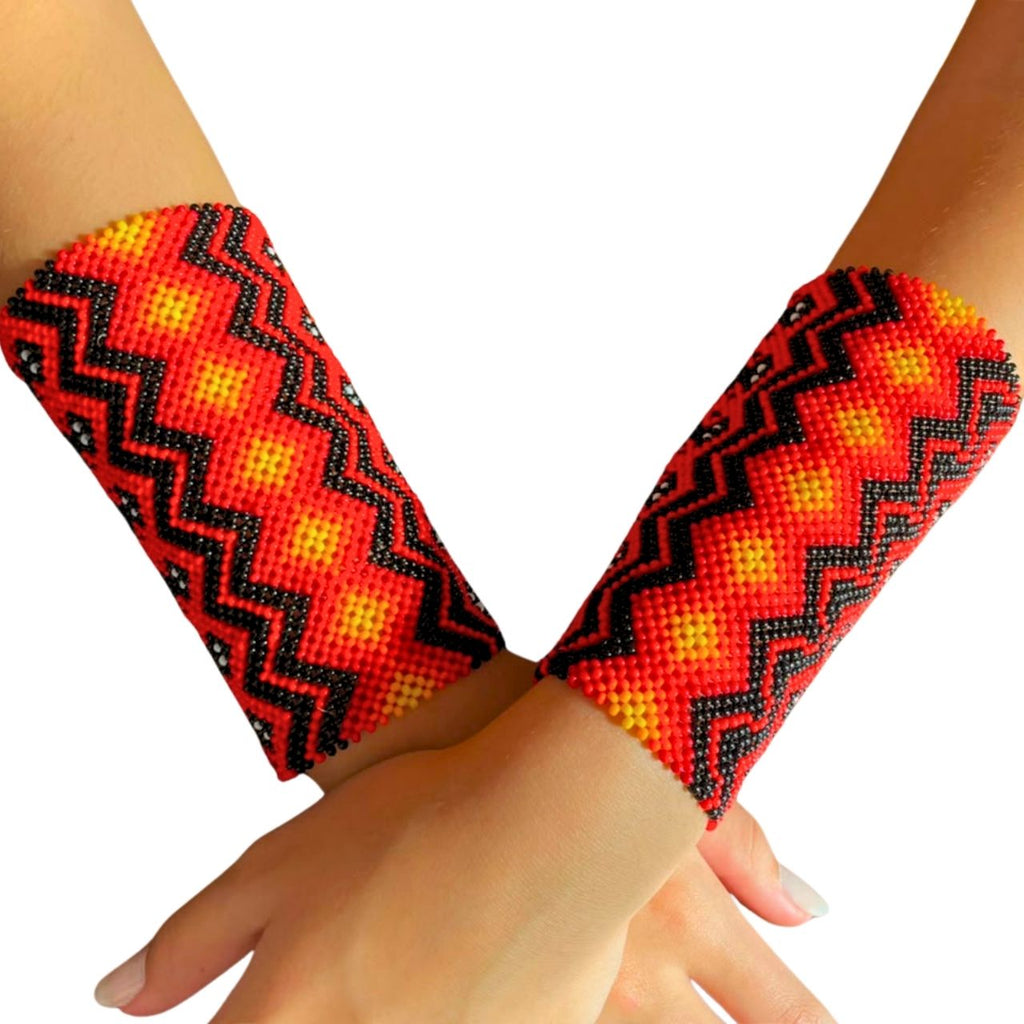Pulseira Miçangas Indígena 20cm  G | Não Elástica | Fulniô | 0157
