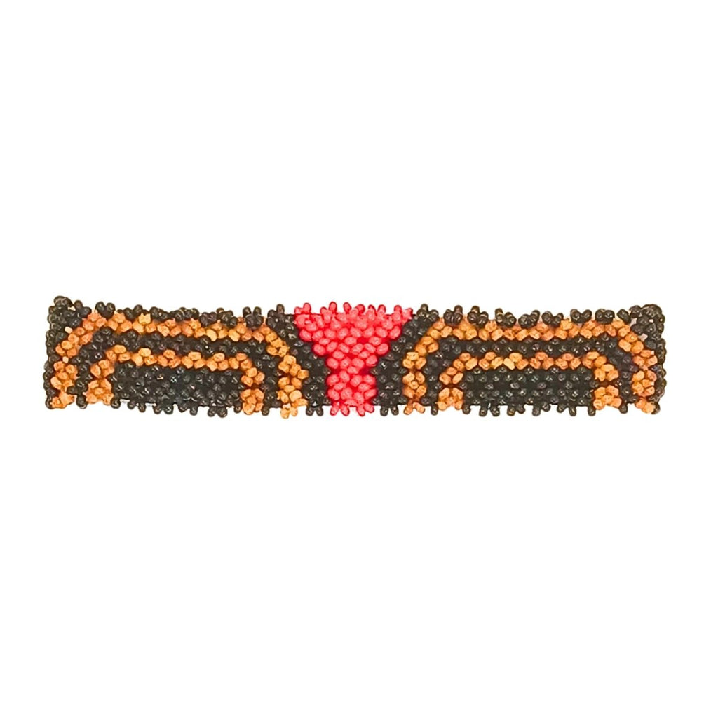 Brown Indigenous Art Beaded Bracelet | Waura | 150003