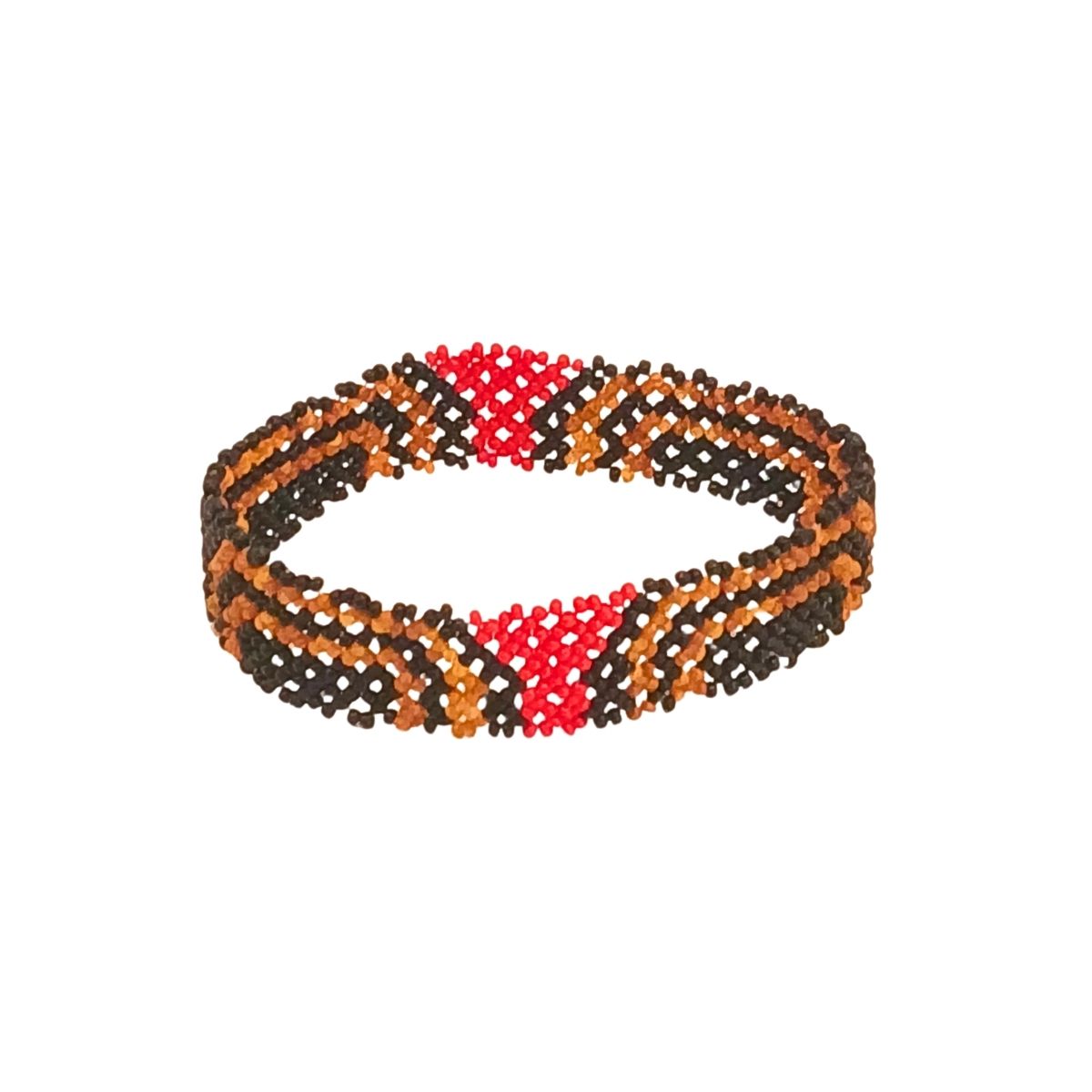 Brown Indigenous Art Beaded Bracelet | Waura | 150003