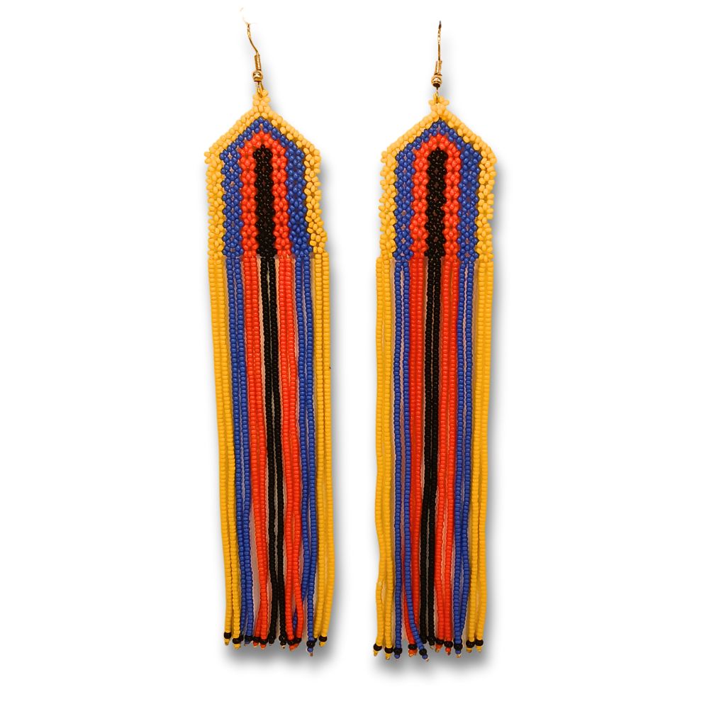 Brincos de Miçangas Arte Indígina | Canela | 2132 | 16 cm