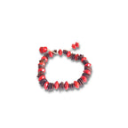 Pulseira de sementes com contas vermelhas e escuras, arco circular