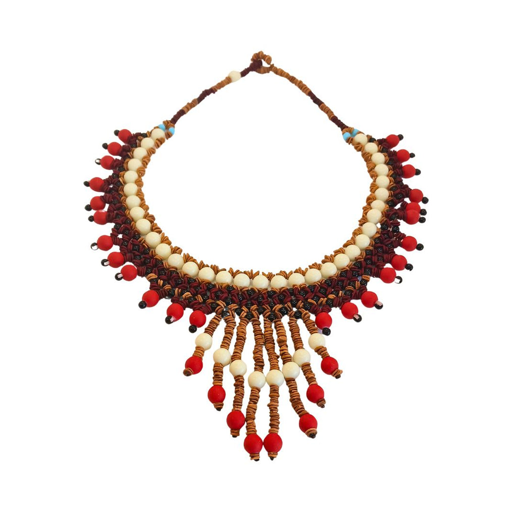Seed necklace - Indigenous Art - Fulnio - red - 0439