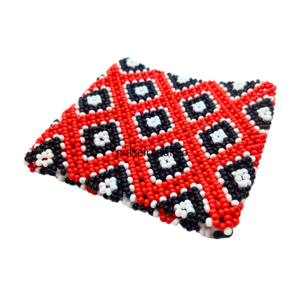 Pulseira de Miçangas Arte Indígena Elástica | Fulni-O | 1307 - 10 cm