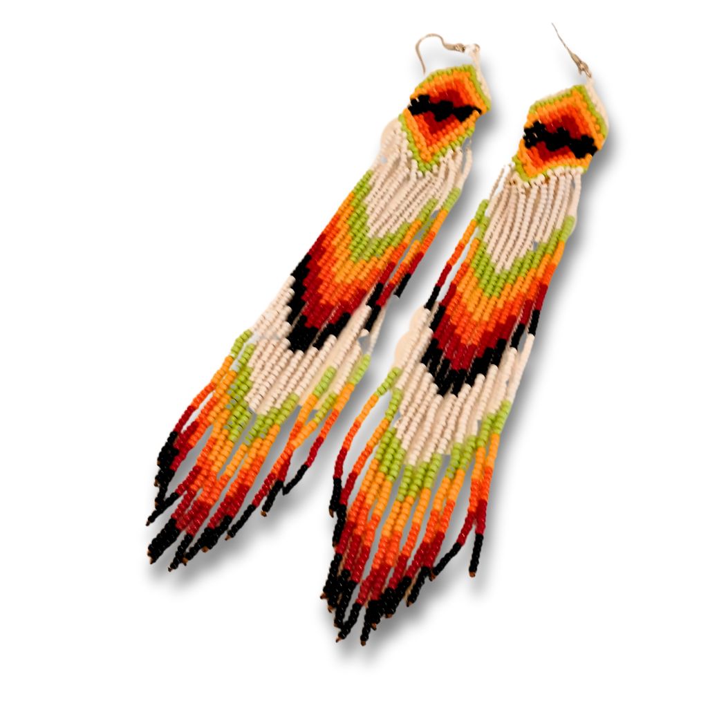 Beaded Earrings Indigenous Art | Canela | 2130 | 17 cm