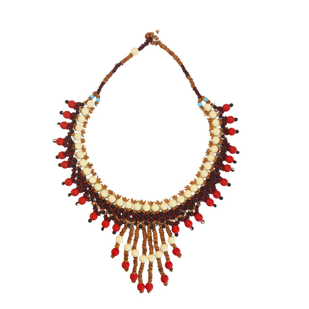 Seed necklace - Indigenous Art - Fulnio - red - 0439