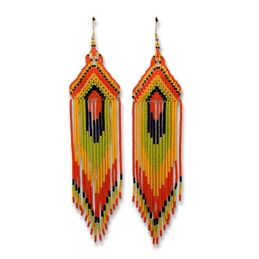 Beaded Earrings Indigenous Art | Canela | 2126 | 16 cm